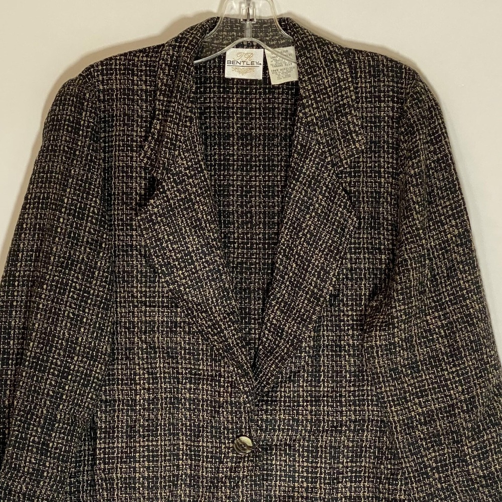 Vintage Bentley‎ Blazer Juniors 9/10 Blue Check Acrylic One Button Made USA 90s - Picture 2 of 16